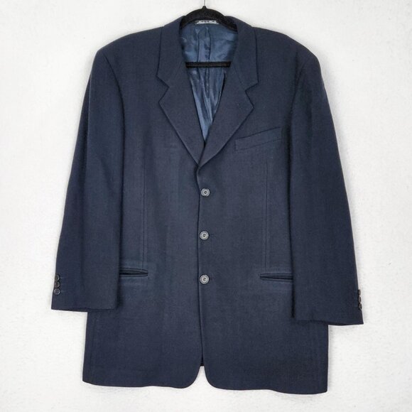 Giorgio Armani Jacket Mens 42 Blue Wool Italy 3 Button Le Collezioni Blazer